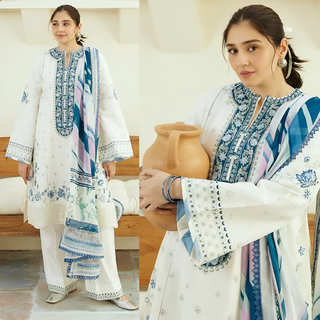 Zara Shahjahan Embroidered Lawn 3 Piece DL-033