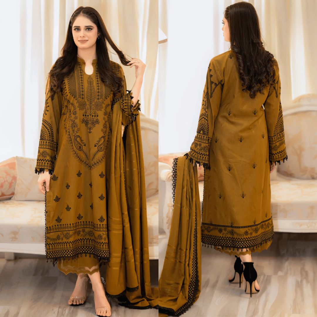Dhanak 3-Piece Embroidered Dress D-GD 1021