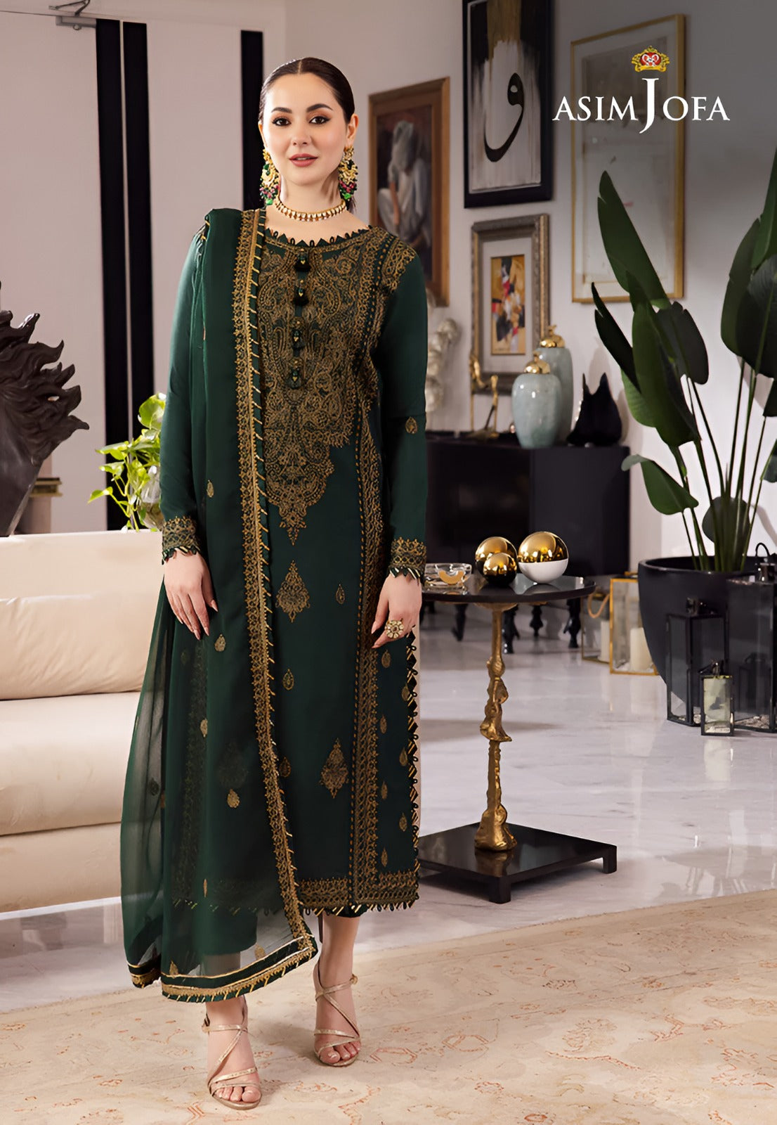 Asim jofa Embroidered Three Piece Lawn AJ-131