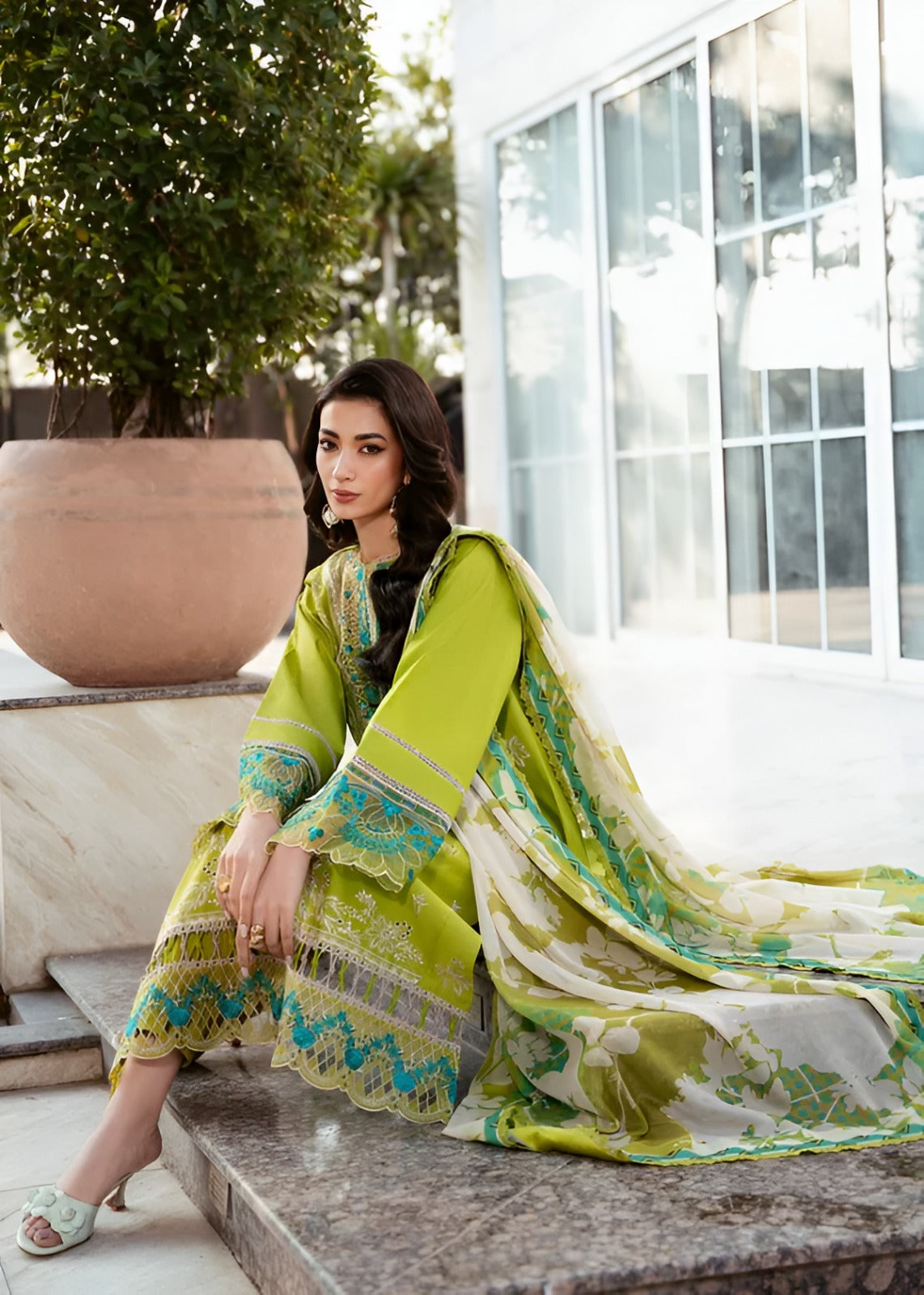 EID COLLECTION Bin Ilyas Embroidered lawn Three Piece DL-42
