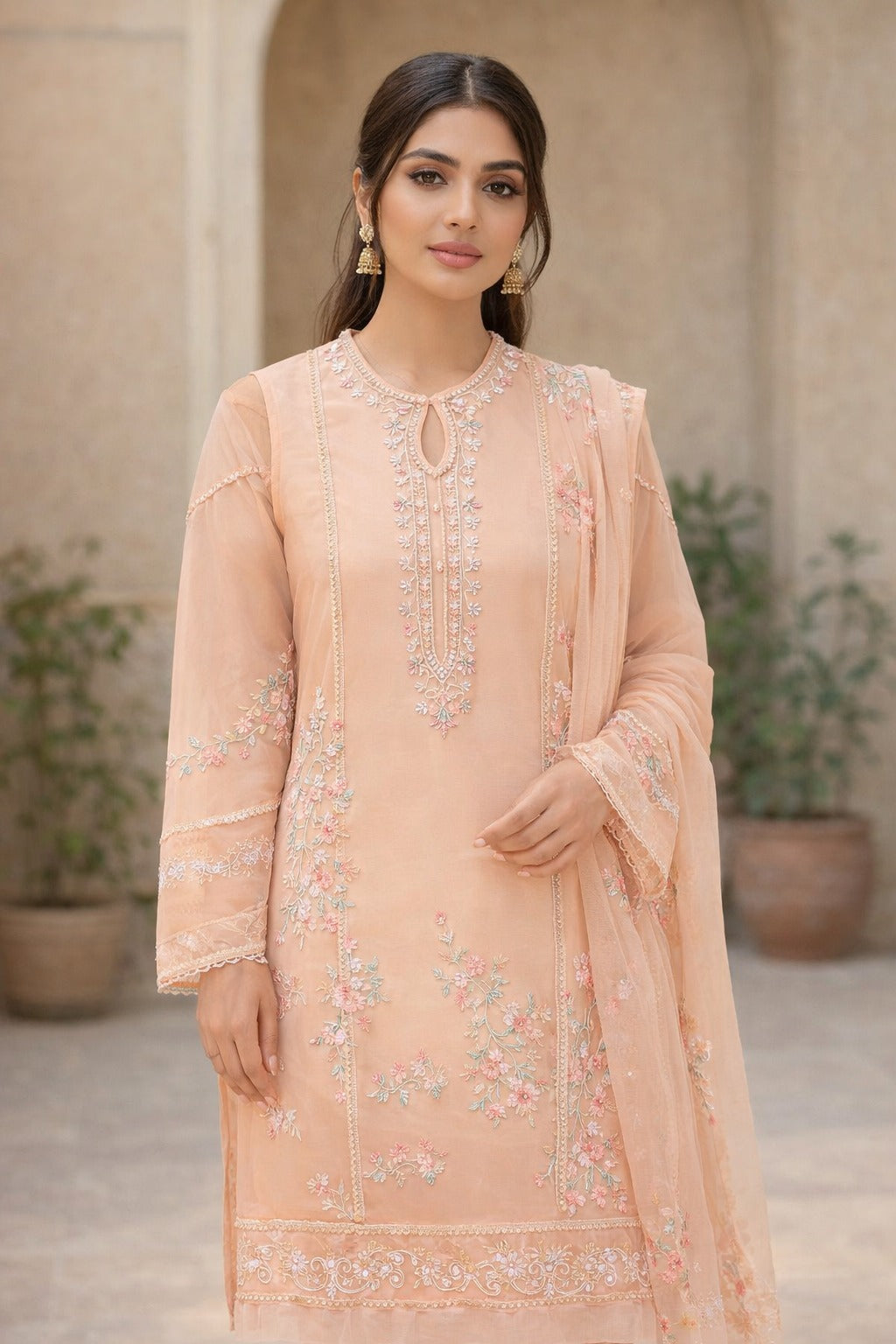 Dilkash Libas 3 Piece Wedding Collection Organza Dress DL-1024 A
