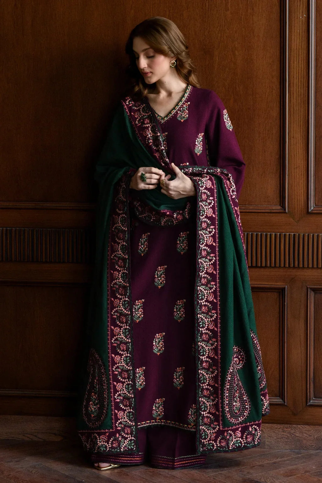 Dhanak 3-Piece Embroidered Dress D930