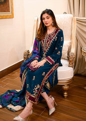 101 Embroidered Velvet Dress with Wool Shawl