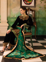 953 3-Piece Embroidered Velvet Suit Embroidered Organza Dupatta