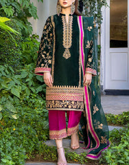 736 Embroidered Velvet Dress