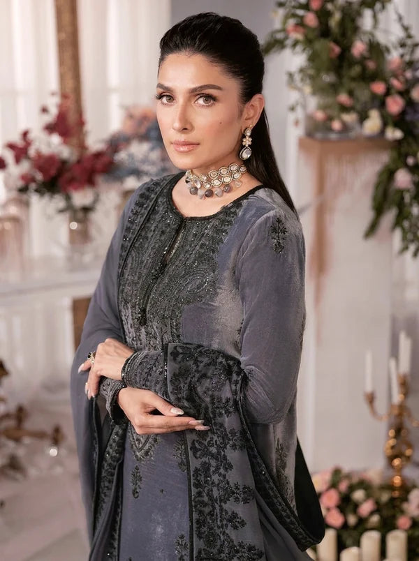 Dilkash Libas Embroidered Micro Velvet 3 Piece D-2019