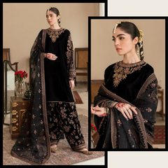 621 Embroidered Velvet Dress With Organza embroidered Dupatta